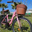 Ümit 2410 Alanya 24 Jant 21 Vites V Fren Kadın Bisikleti Toz Pembe Sepetli. ürün görseli