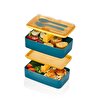 Saint Belisama Mega Boy 2 Katlı Yemek Saklama Kabı 2 Litre - Kendinden Çatal Kaşık Servisli Lunch Box Set Yeşil. ürün görseli