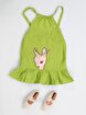 Picture of Casabony Deer Ruffled Green Girl Dress 3 Years