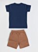 Picture of Casabony Coffee Printed Boys Shorts Set 3 Years