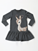 Picture of Casabony Checked Deer Navy Ruffled Girl Dress 3 Years