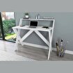 X Ayaklı Raflı Ders Çalışma Masası 50x90 cm Beyaz resmi