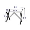 X Ayaklı Raflı Ders Çalışma Masası 50x90 cm Antrasit - Beyaz resmi