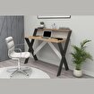 X Ayaklı Raflı Ders Çalışma Masası 50x90 cm Antrasit - Çam resmi