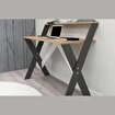 X Ayaklı Raflı Ders Çalışma Masası 50x90 cm Antrasit - Çam resmi