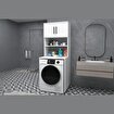 Çamaşır Makinesi Dolabı 3 Raflı Kapaklı Banyo Dolabı Mat Beyaz resmi