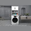 Çamaşır Makinesi Dolabı 3 Raflı Kapaklı Banyo Dolabı Mat Beyaz resmi