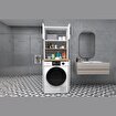 Çamaşır Makinesi Dolabı 3 Raflı Kapaklı Banyo Dolabı Atlantik Çam - Beyaz resmi