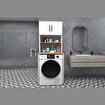 Çamaşır Makinesi Dolabı 3 Raflı Kapaklı Banyo Dolabı Atlantik Çam - Beyaz resmi