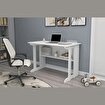 Pillar Kütüphaneli Geniş Çalışma Masası 100x56 Cm Beyaz resmi