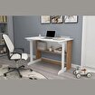 Pillar Kütüphaneli Geniş Çalışma Masası 100x56 Cm Atlantik Çam - Beyaz resmi