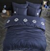 Picture of Hobby Elegant Olimpos Navy Blue - Double Embroidered Satin Duvet Cover Set