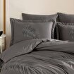 Hobby Premium Silvana Gri - Poplin Çift Kişilik Nakışlı Nevresim Takımı. ürün görseli