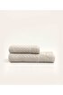 Picture of Koza Home Likya 100% Cotton Jacquard Border Mink 2-Piece Dowry Towel Set Cross Striped 1016A 70 x 140 - 50 x 90
