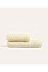 Picture of Koza Home Likya 100% Cotton Jacquard Border Cream 2-Piece Dowry Towel Set Cross Striped 1018A 70 x 140 - 50 x 90
