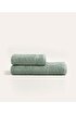 Picture of Koza Home Likya 100% Cotton Jacquard Border Green 2-Piece Dowry Towel Set Cross Striped 1015A 90 x 150 - 50 x 90