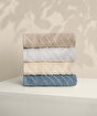 Picture of Koza Home Likya 100% Cotton Jacquard Border Herringbone 4-Piece Face Dowry Towel Set 1023A Standard