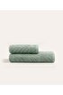 Picture of Koza Home Likya 100% Cotton Jacquard Border Green 2-Piece Dowry Towel Set Herringbone 1026A 70 x 140 - 50 x 90