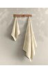 Picture of Koza Home Likya 100% Cotton Jacquard Border Cream 2-Piece Dowry Towel Set Herringbone 1029A 70 x 140 - 50 x 90