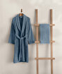 Picture of Koza Home Likya 100% Cotton Blue Dowry Bathrobe Set of 2 1 Bathrobe 1 Towel 1051A L-XL