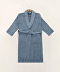 Picture of Koza Home Likya 100% Cotton Blue Dowry Bathrobe Set of 2 1 Bathrobe 1 Towel 1051A L-XL