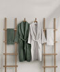 Picture of Koza Home Likya 100% Cotton Green-White 4-Piece Dowry Family Bathrobe and Towel Set 2 Bathrobes 2 Towels 1060A Standard