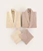 Picture of Koza Home Likya 100% Cotton Salmon-Cream 4-Piece Dowry Family Bathrobe and Towel Set 2 Bathrobes 2 Towels 1062A Standard