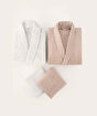 Picture of Koza Home Likya 100% Cotton Salmon-White 4-Piece Dowry Family Bathrobe Set and Towel Set 2 Bathrobes 2 Towels 1063A Standard