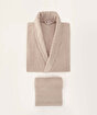 Picture of Koza Home Likya 100% Cotton Salmon-White 4-Piece Dowry Family Bathrobe Set and Towel Set 2 Bathrobes 2 Towels 1063A Standard