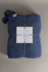 Picture of Koza Home Miel Indigo Edge Pompom Double Blanket 200x220 37115 Double
