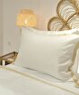 Picture of Koza Home Glow Tencel Satin Double Optic White Gold Bias Duvet Cover Set 4 Pieces Pillow + 240x260 Sheet + 200x220 Duvet Cover Double