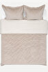 Picture of Koza Home Elite Beige Velvet Double Bedspread 230x250 2 Pillow 50x70 5023 230 x 250