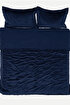 Picture of Koza Home Elite Navy Blue Velvet Double Bedspread 230x250 2 Pillow 50x70 5024 230 x 250