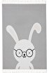 Picture of Koza Carpet Sparkle Gray Cream Rabbit Figured Animal Figured Children's Room Carpet 133x190 33449A 133 x 190
