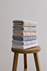 Picture of Koza Home Ivory Blue Border Micro Fiber 100% Cotton 2-Piece Bath Towel Set 50 X 90 - 70 X 140 1106A 50 x 90 - 70 x 140