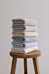 Picture of Koza Home Ivory Blue Embossed Textured Micro Fiber 100% Cotton 2-Piece Bath Towel Set 50 X 90 - 70 X 140 1118A 50 x 90 - 70 x 140