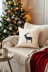 Picture of Koza Home Charm Black Deer Printed White Cushion 43X43 35263A 43 x 43