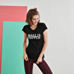 MoonSports Barbara Kadın Make İt Baskılı  Tshirt,BLACK,M. ürün görseli