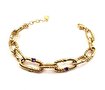 Picture of Welch Steel Welch Gold Green Stone Detailed Stainless Steel Bracelet