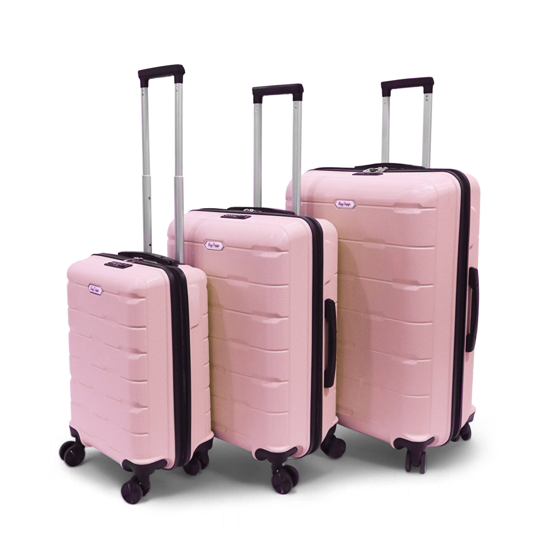 Biggdesign 3-Piece Luggage Set Pink| TSA Lock, Silent Spinner