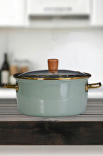 PR Home Soft Green Enamel Frying Pot 22 cm