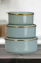 PR Home Soft Green Enamel 3-Piece Storage Set