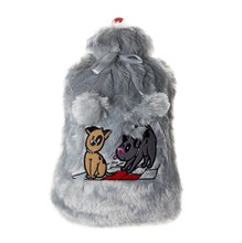 Biggdesign Dogs Grey Hot Water Bottle with Soft Plush Cover 68 OZ
