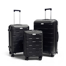 Biggdesign Moods Up 3-Piece Luggage Set, TSA Lock, ABS Hard Shell, Black