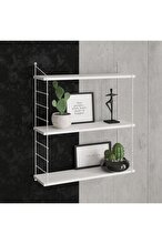 Decormet Armoni Shelf Set, 3 Shelves, 200*720, White Metal + Wood