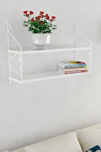 Decormet Seramoni Shelf Set, 2 Shelves, 200*720, White Metal + Wood