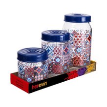 Herevin 425-660-1000 cc Decorated Jar Set - Mosaic - 3-Piece Tray Set
