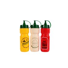 Herevin 660 cc Decorated Ketchup-Mayonnaise-Mustard Bottle Set with Net
