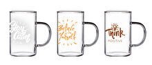 Herevin 200 ml Decorated Borosilicate Glass Mug Set-Motivation Printed