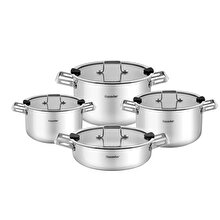Hascevher Venedik Stainless Steel 8 Pcs Set (16/18/22Pot/24Sh)